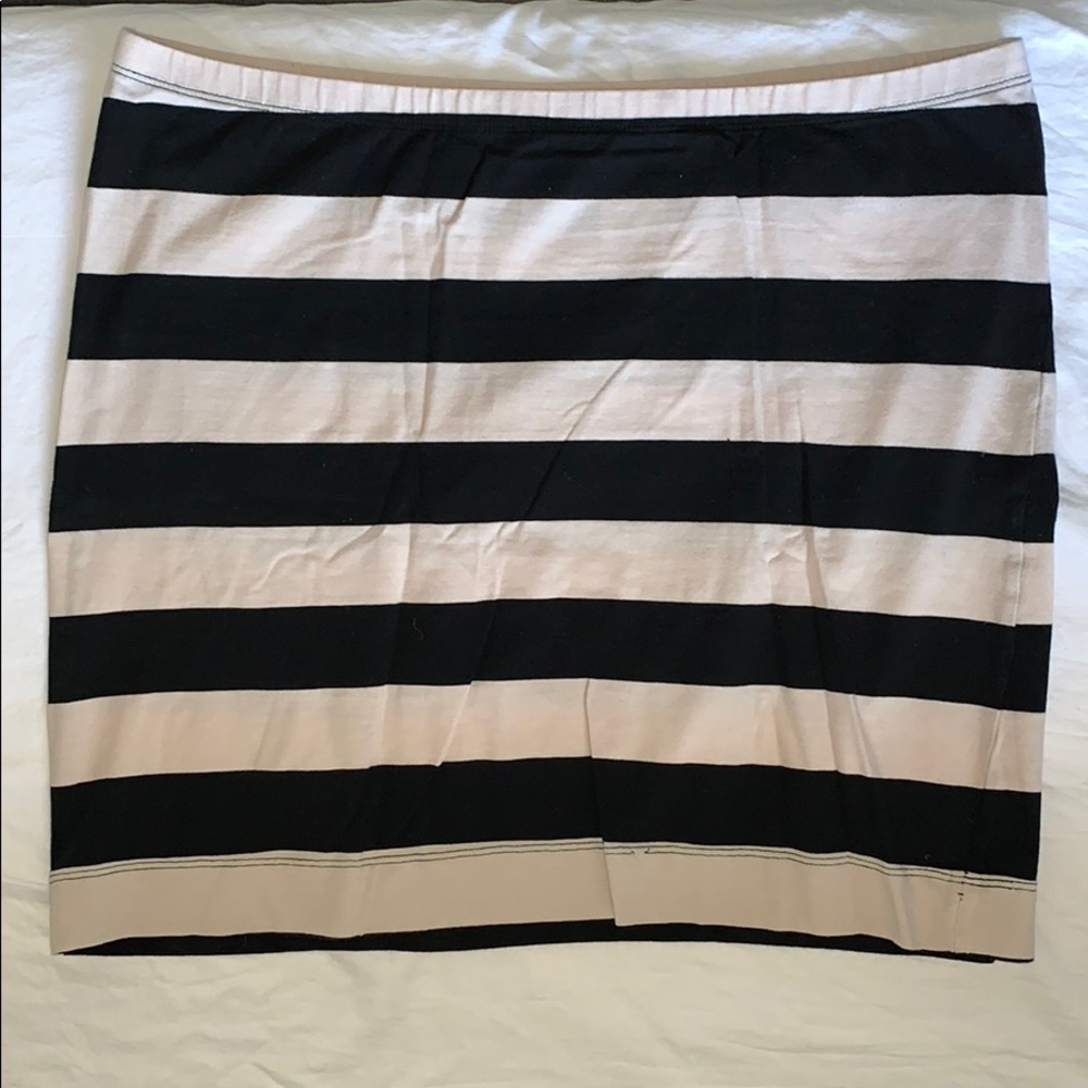 H&M - Cotton Mini Skirt - Black/White Stripe - L